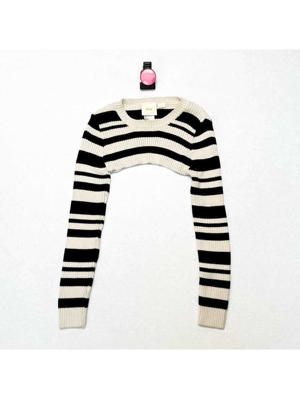 Anthropologie Maeve Ribbed Knit Striped Micro Crop Sweater Crewneck Women’s L